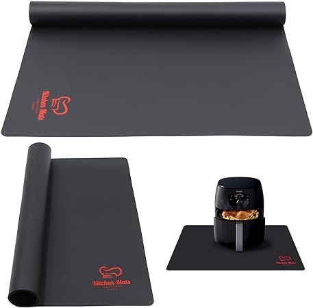 Large Black Heat Resistant Non Slip Silicone Mat For Countertop, 23”x15”,