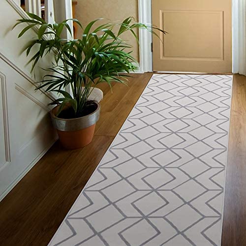 Kashan King Collection Trellis Indoor Area Rug Grey/Cream