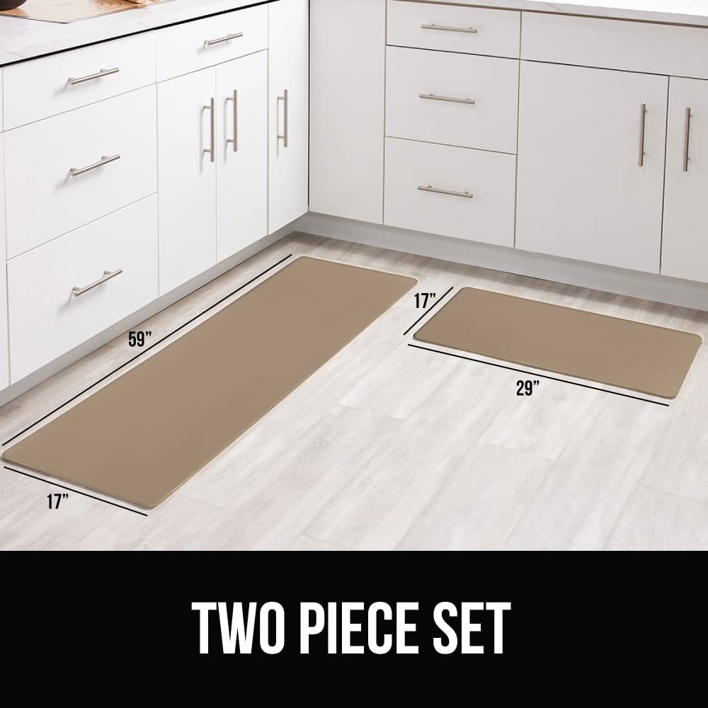 2 Piece Anti Fatigue Cushioned Kitchen Floor Mat Set, Supportive Padded Memory Foam Rugs