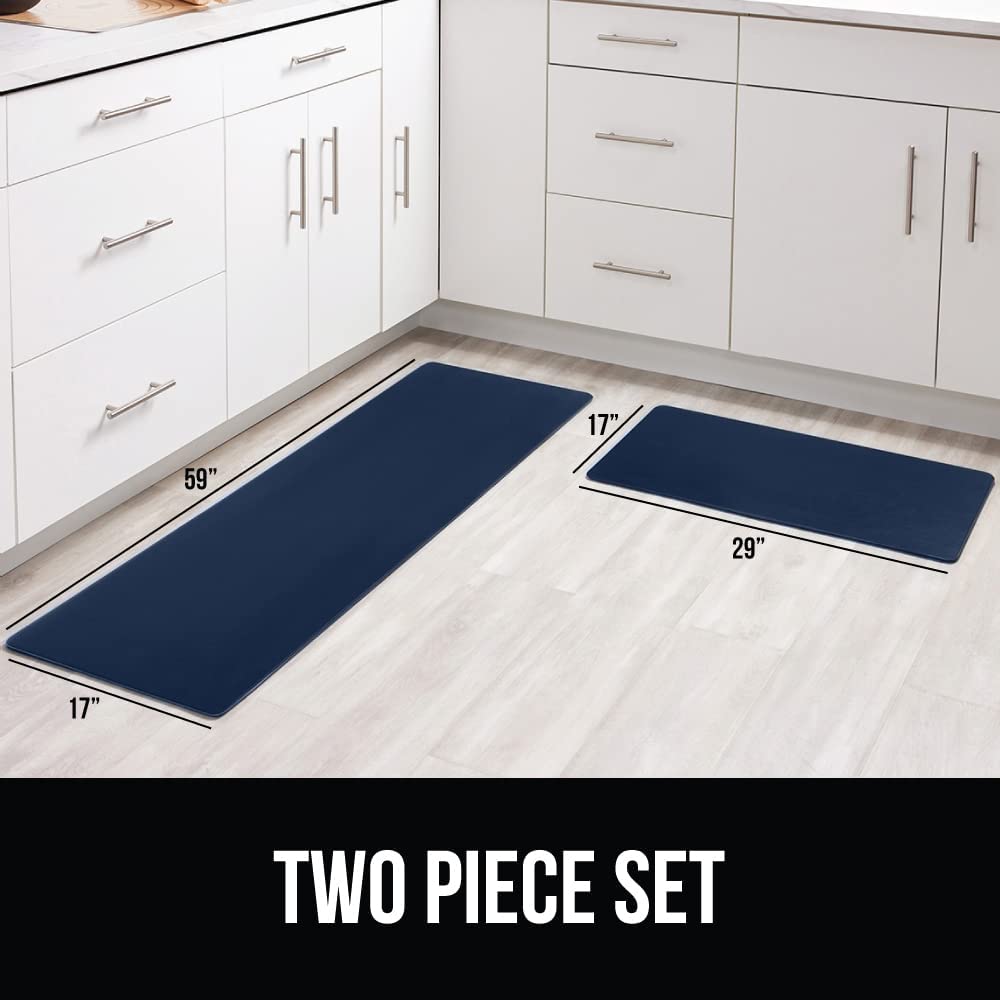 2 Piece Anti Fatigue Cushioned Kitchen Floor Mat Set, Supportive Padded Memory Foam Rugs