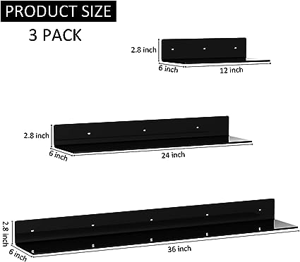 36 Inch White Floating Shelves for Wall Décor, 2 Pack (White, 36 Inch)