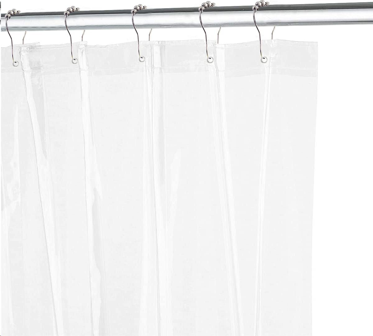 Shower Curtain Liner (72" x 72" Clear) - Waterproof 3-Gauge Lightweight for Bathroom Shower with 12 Pieces Rust-Proof Hooks
