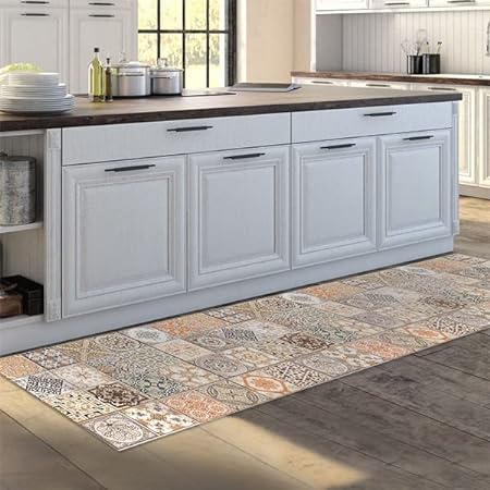 Non-Slip and Washable Vinyl Kitchen Runner 100% Made in Italy