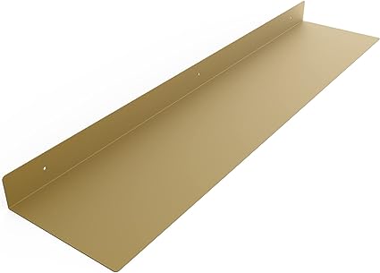 12 Inch Linear Floating Shelf - USA Manufactured Steel - Industrial Heavy Duty Metal Wall Mounted Modern Farmhouse Designed Shelf Ledge (12-in X 8-in Powder Coated Gold)