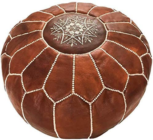 Moroccan Pouf Cover, Genuine Goatskin Leather - Cover ONLY - Stuffing is NOT Included sohaib