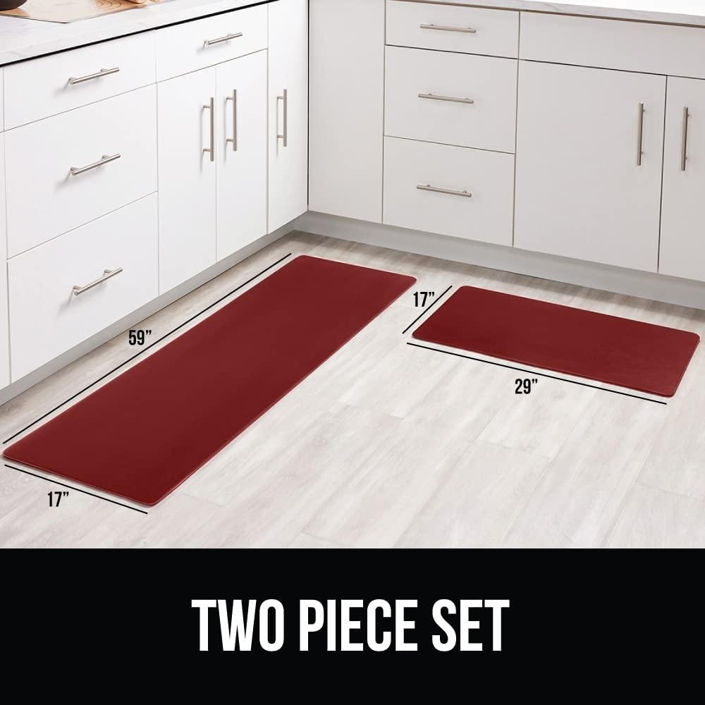 2 Piece Anti Fatigue Cushioned Kitchen Floor Mat Set, Supportive Padded Memory Foam Rugs