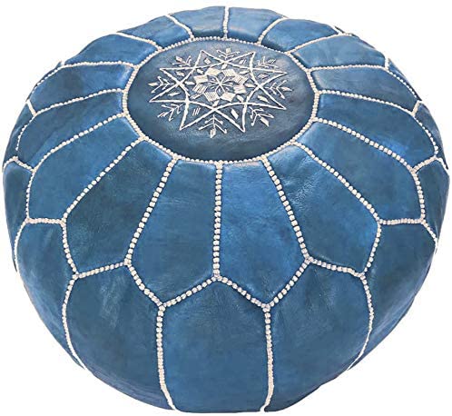 Moroccan Pouf Cover, Genuine Goatskin Leather - Cover ONLY - Stuffing is NOT Included sohaib