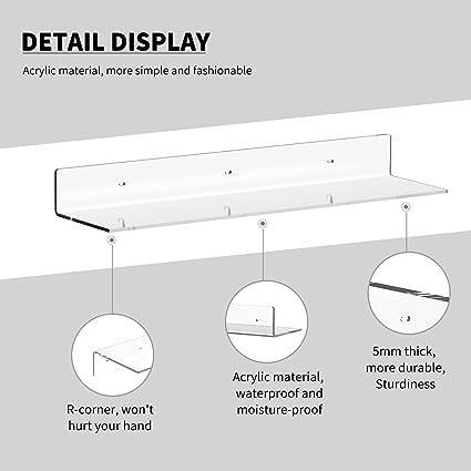 36 Inch White Floating Shelves for Wall Décor, 2 Pack (White, 36 Inch)