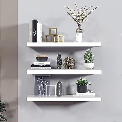 Wall Mounted Floating Shelves Set of 3, Organize to Photos, Books, Showpiece, Trophy and More.