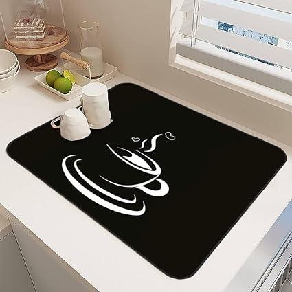 Ultra Absorbent Dish Drying Mats - Machine Washable and Super Fast Drying - Practical Solution for Efficiently Drying Dishes - 15,7 by 19,6 Inches (Black)