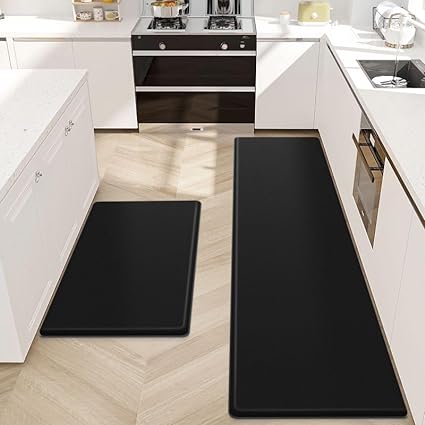 2 PCS Anti-Fatigue Cushioned Non-Skid Standing Mat for Kitchen, Office, Sink, 17.3"×30"+17.3"×47", Grey