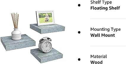 Floating Shelves — Hanging Wall Shelves Decoration — Perfect Trophy Display, Photo Frames (White)