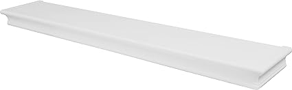 515666 Decorative 36" Floating Shelf Holds up to 25lbs, Easy Tool-Free Dry Wall Installation, Beveled, eCommerce Packaging, White