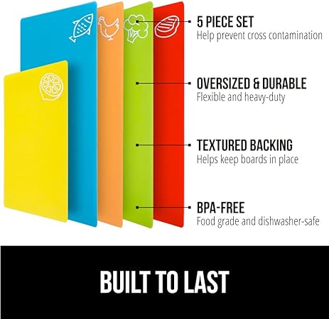 BPA-Free Flexible Cutting Boards Set of 4,