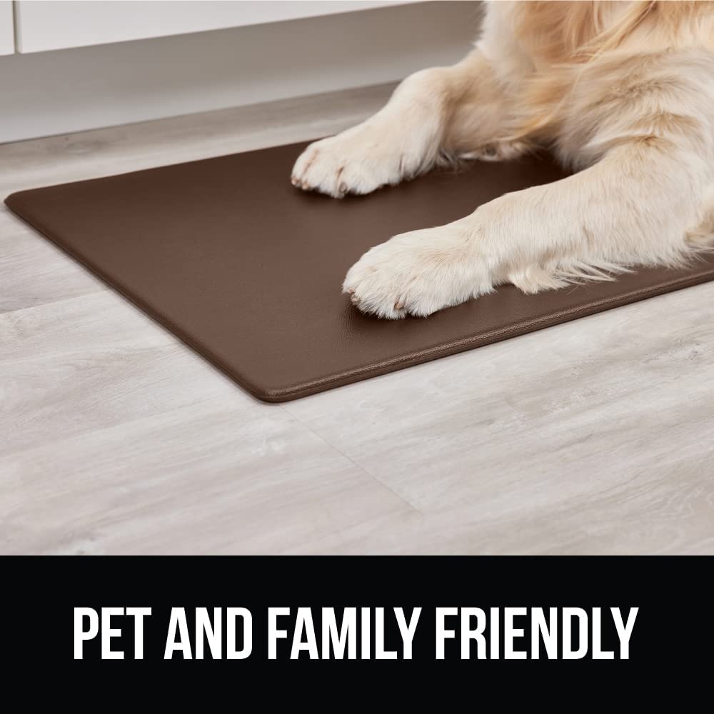 2 Piece Anti Fatigue Cushioned Kitchen Floor Mat Set - 17x24 and 17x48, Brown