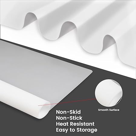 2 Pack Silicone Non-slip Heat Resistant Waterproof Countertop Protector Mat, 23.6 x 15.7 Inches x 1mm (Grey)