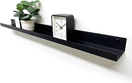 Floating Shelf Wall Mounted - Modern Industrial Metal Channel Ledge Black, 36 inch