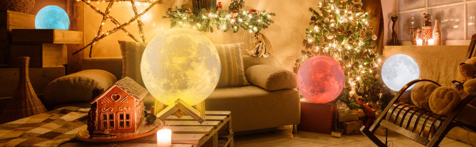 Decorative Moon Light Lamp with Time Setting and Stand 3D Print LED 16 Colors