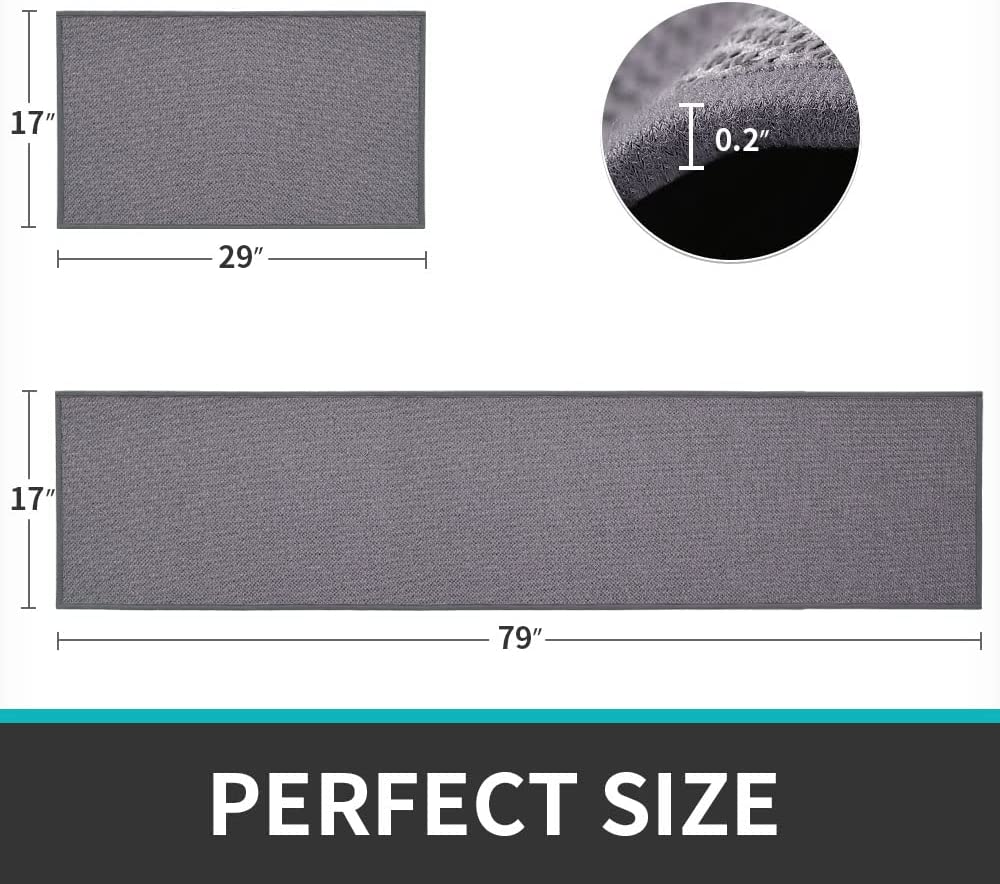 Non slip, washable, 2 PCS Woven Kitchen Rug Set of 2 - Khaki