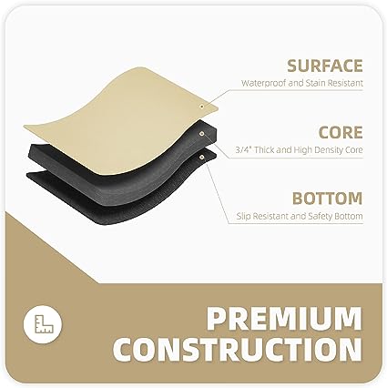 Anti Fatigue Floor Comfort Mat 3/4 Inch Thick 24" 70" Perfect for Standing Desks, Kitchen Sink, Stove, Dishwasher, Countertop, Office or Garage, Beige