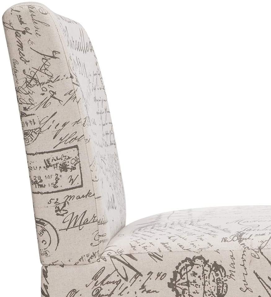 Armless Accent Chair Letter Print Fabric Living Room Chairs Contemporary Single