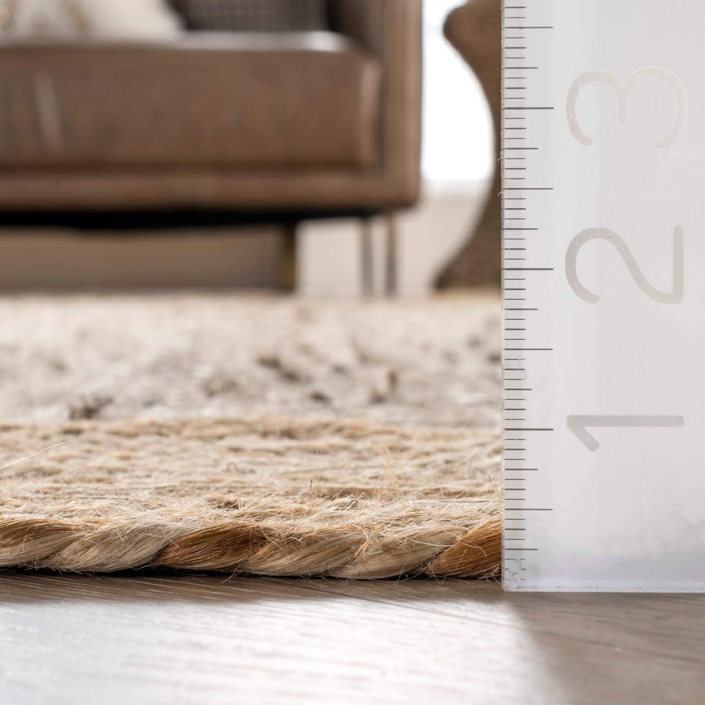 Hand Woven Jute Area Rug, Grey