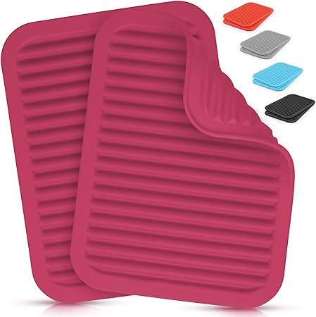 2 Pack (9"x12")Multi-Purpose & Versatile, Heat Resistant Silicone Trivets for Hot Pots and Pans - Black