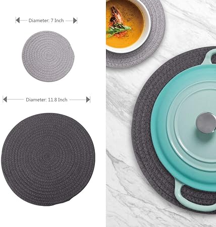 5 Pcs Trivet Hot Pot Holders Pads: 1 Pcs 11.8 inches - 4 Pcs 7 inches