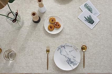 Solid Color Tassel Tablecloth - Cotton Linen Round Table Cover - Linen