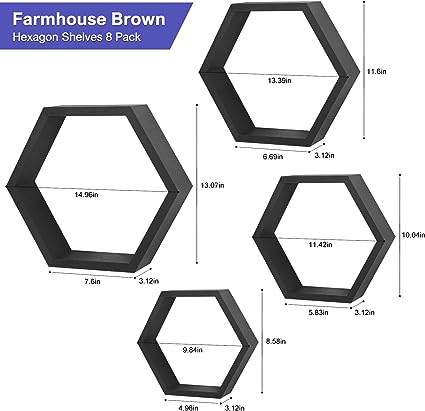 Hexagonal Floating Shelves Set of 6