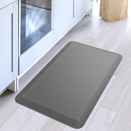 3/4" Thick Heavy Duty Waterproof Floor- Anti Fatigue Cushioned Kitchen Rug, 17"x24", Grey