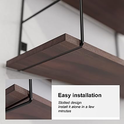 5 Pcs Wall MountedFloating Shelves with Metal Frame