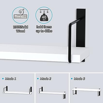 24 Inches Easy to Install Wall Mounted Shelves, Set of 3 (Brown)