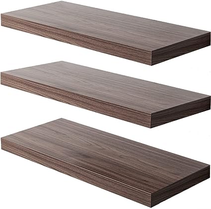 Set of 3 Wall Shelf, 30 in W x 12.75 in D x 2 in H Wooden Floating Wall Shelf