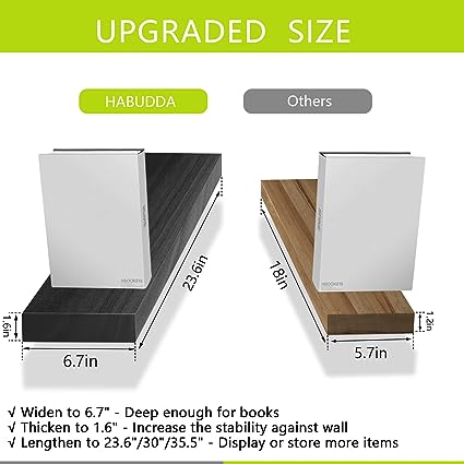 Floating Shelves for Wall Decor, Bedroom Bathroom Storage, 2-Pack(30"×6.7"×1.6", Burlywood)