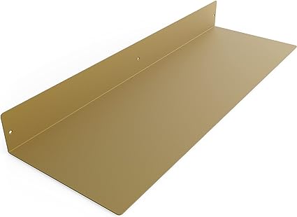 12 Inch Linear Floating Shelf - USA Manufactured Steel - Industrial Heavy Duty Metal Wall Mounted Modern Farmhouse Designed Shelf Ledge (12-in X 8-in Powder Coated Gold)