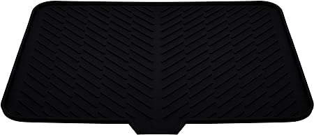 Silicone Dish Hygienic Sturdy Compact Easy to Clean Drying Mat with Built-in Drain Lip, 23 X 17 (Grey)