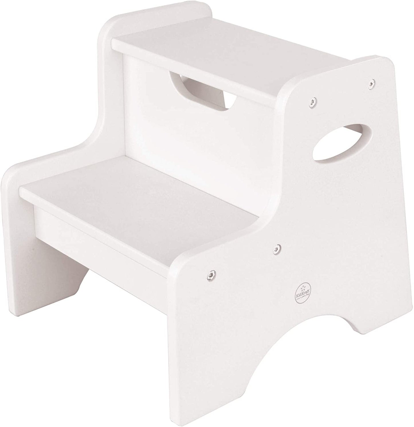 Wooden Two Step Children's Stool with HandlesWhite