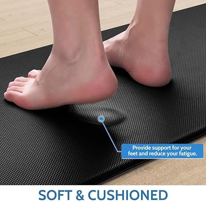 2 PCS Anti-Fatigue Cushioned Non-Skid Standing Mat for Kitchen, Office, Sink, 17.3"×30"+17.3"×47", Grey