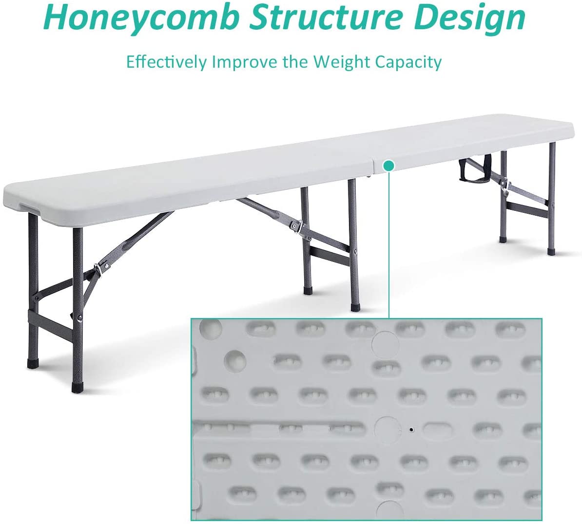 Giantex 6' Folding Bench Portable Plastic in/Outdoor Picnic Party Camping Dining Seat