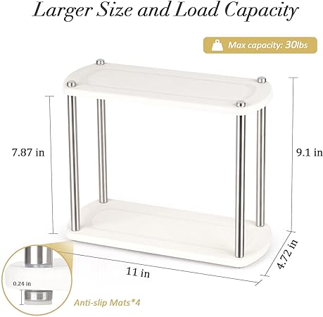 Stone Drying Counter Instant Dry Diatomaceous Earth Sink Caddy Organizer with Stainless Steel Feet (L White)