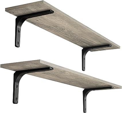 31.5 Inch Wall Mounted Shelves Set of 2 - Rustic Brown