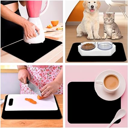 Ultra Absorbent Dish Drying Mats - Machine Washable and Super Fast Drying - Practical Solution for Efficiently Drying Dishes - 15,7 by 19,6 Inches (Black)