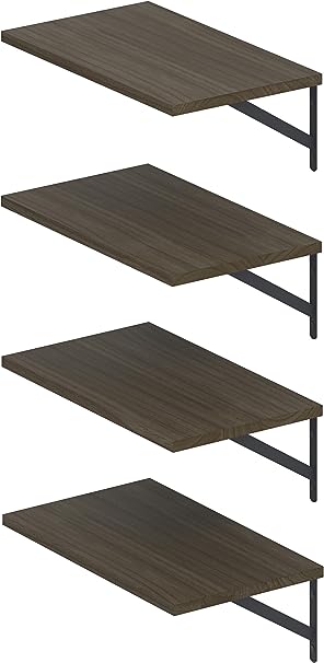 Deep Floating Shelves 10" D x 16.5" W Set of 4,  (Dark Brown)