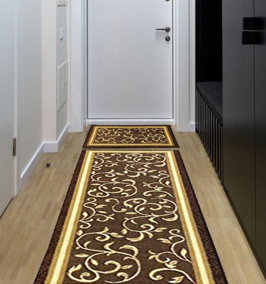 Non Slip Rubber Back  Kitchen Rug Anti Slip Stair Treads (Red, Runner (20" x 59"))