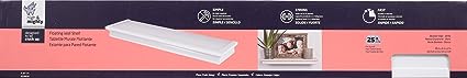 515666 Decorative 36" Floating Shelf Holds up to 25lbs, Easy Tool-Free Dry Wall Installation, Beveled, eCommerce Packaging, White