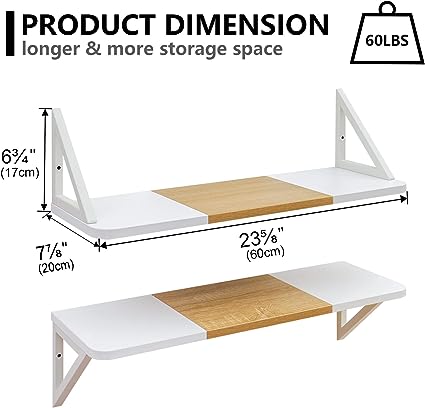 24 inch Floating Shelves Wall Storage Décor, Set of 2