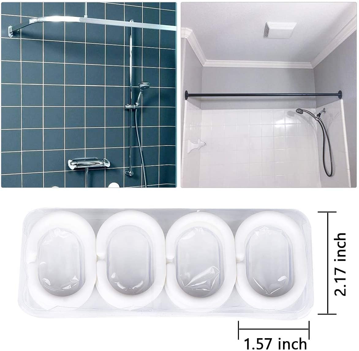 Shower Curtain Polyester Fabric Machine Washable with 12 Hooks 72x72 Inch (Grey)