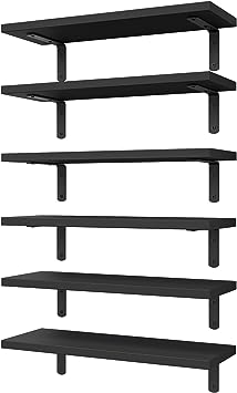 Set of 6 Wood Floating Wall Mounted