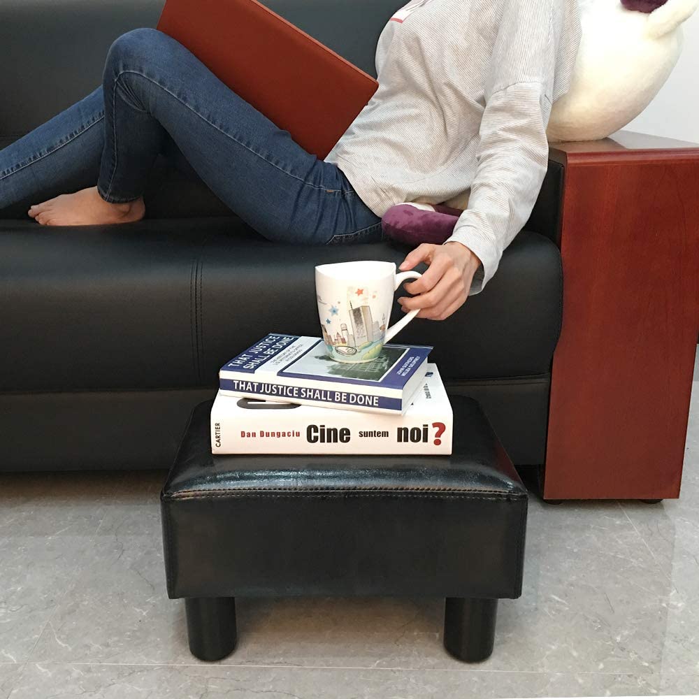 Footstool Footrest PU Leather Modern Seat Chair Small Ottoman Stool